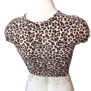 Streetwear Society Leopard Print Crop Top size small